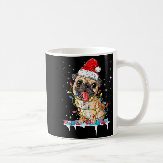Mug Pug Christmas Tree Lights Santa Dog Xmas (Droite)