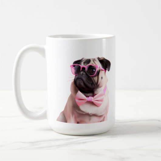 Mug pug dog in a bow (Gauche)