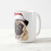 Mug Pug Dog Santa Hat Merry Christmas Art (Devant droit)
