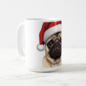 Mug Pug Dog Santa Hat Merry Christmas Art (Devant gauche)