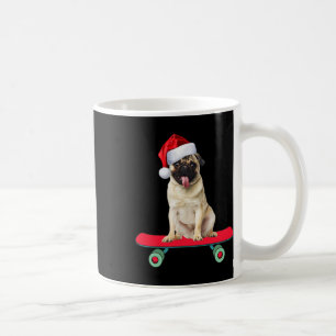 Mug Pug drôle planche à roulettes Père Noël Hommes Fem