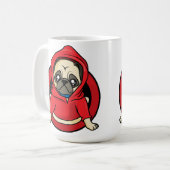 Mug Pug en sweat à capuche rouge (Devant gauche)