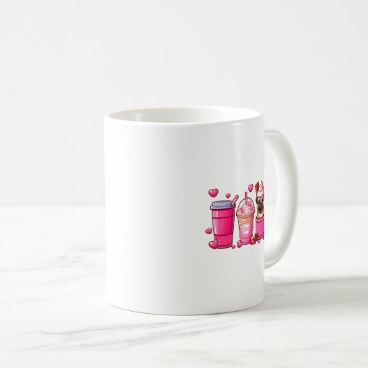 Mug Pug Inside Cup Coffees Lover Valentines Day Heart (Devant droit)