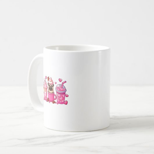 Mug Pug Inside Cup Coffees Lover Valentines Day Heart  (Devant gauche)