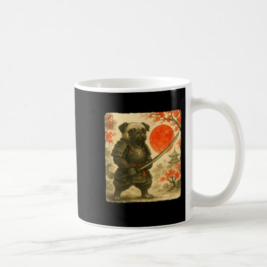 Mug Pug Samurai Japanese Warrior Costume Sumi-e Art Fu (Droite)