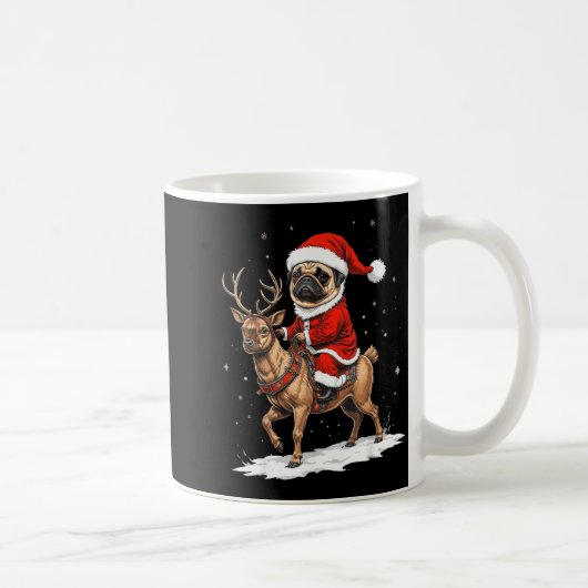 Mug Pug Santa Riding Reindeer Christmas Holiday Puppy (Droite)