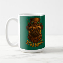 Pug Steampunk design rétro vintage "Steampug"