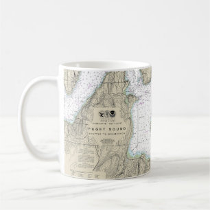 Mug Puget Sound Seattle to Bremerton Carte Nautique