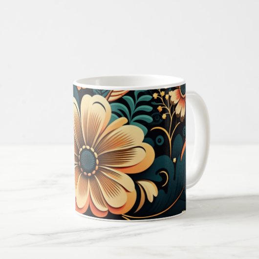 Mug Puissance de fleur boho rétro (Devant droit)