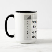 Mug Puissant tableur King, noir Excel (Gauche)
