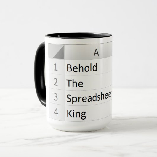 Mug Puissant tableur King, noir Excel (Devant gauche)