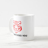 Mug Puissant Tigre Face Rouge Image Drôle Citation (Devant gauche)