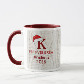 Mug Pull festif en tricot à monogramme Noël (Gauche)
