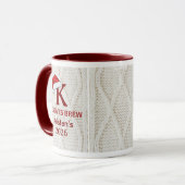 Mug Pull festif en tricot à monogramme Noël (Devant gauche)