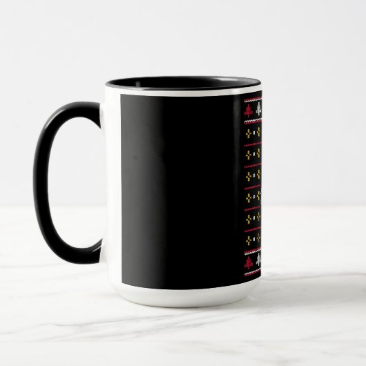 Mug Pull moche, visage de Santa adorable, pull de Noël (Gauche)