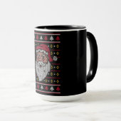 Mug Pull moche, visage de Santa adorable, pull de Noël (Devant droit)