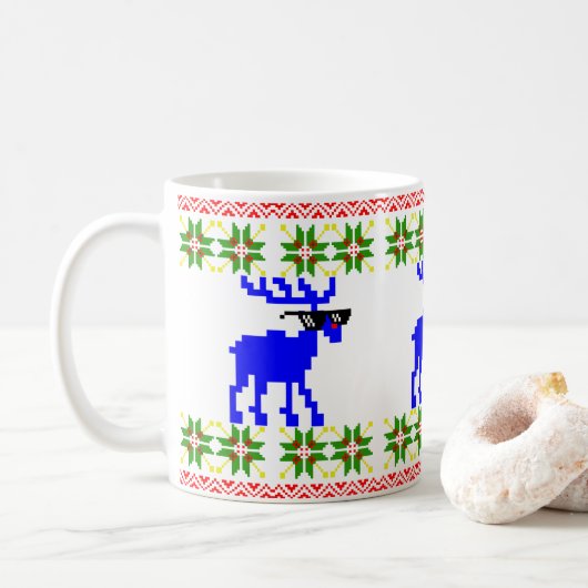 Mug Pull Ugly Sweater (Fais avec) Renne de Noël (Avec donut)