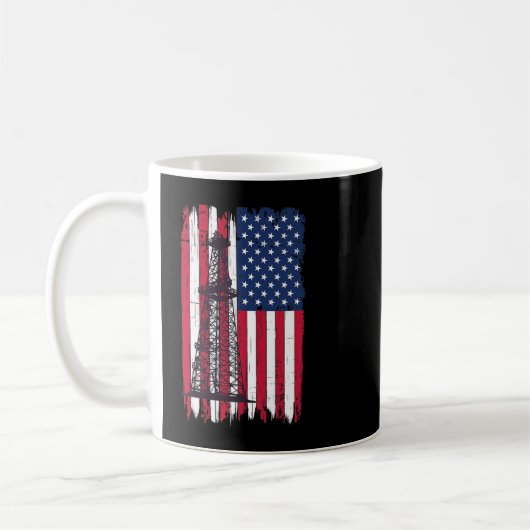 Mug Pumpjack Oil Well US Patriotic Flag pour Oil Rig W (Gauche)