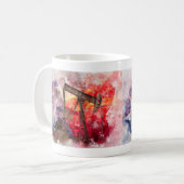 Mug Pumpjack Texan icône aquarelle avec Texas Flag (Devant gauche)