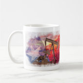 Mug Pumpjack Texan icône dessin pastel avec Texas Flag (Gauche)