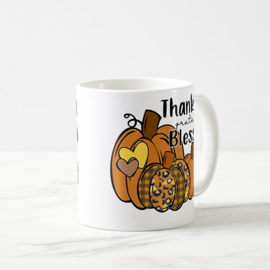 Mug Pumpkin Leopard Thankful Grateful Blessed Thanksgi (Devant droit)
