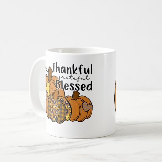 Mug Pumpkin Leopard Thankful Grateful Blessed Thanksgi (Devant gauche)