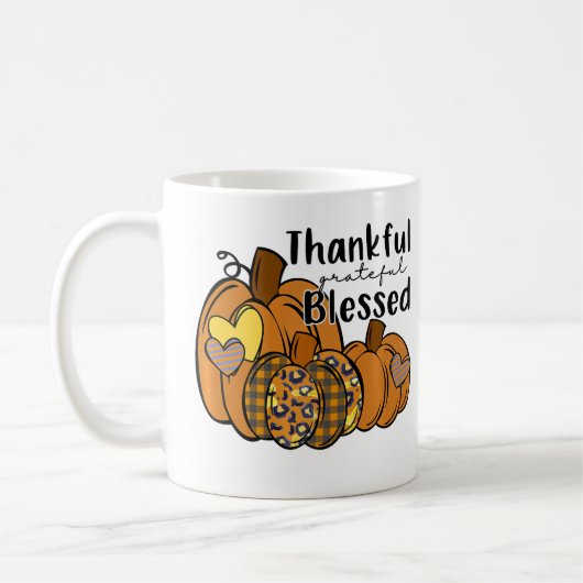 Mug Pumpkin Leopard Thankful Grateful Blessed Thanksgi (Gauche)