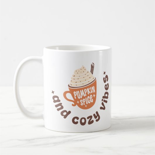 Mug Pumpkin Spice and Cozy vibes – Cute Fall PSL (Gauche)