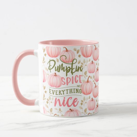 Mug Pumpkin Spice Everything Nice Pink Pattern Fall (Gauche)