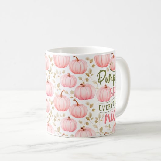 Mug Pumpkin Spice Everything Nice Pink Pattern Fall (Devant droit)