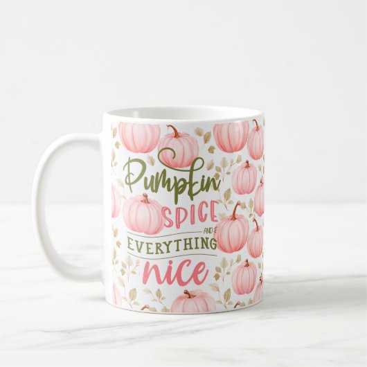 Mug Pumpkin Spice Everything Nice Pink Pattern Fall (Gauche)
