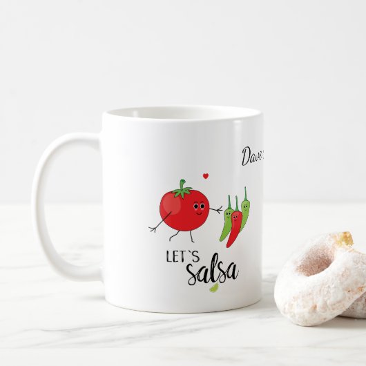Mug Pun alimentaire de Salsa Dancing Tomato et Chillie (Avec donut)
