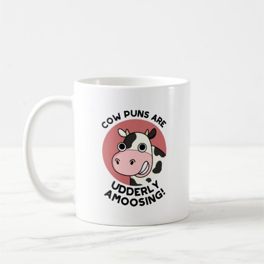 Mug Puns de vache Udderly Amoosing Funky Animal Pun (Gauche)