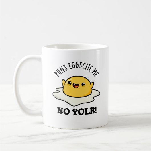 Mug Puns Éggcite Moi Non Jaune Drôle Pun Oeuf Drôle (Gauche)