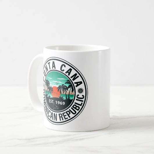 Mug Punta Cana Dominicaine Palm Tree Retro Sunset (Devant gauche)