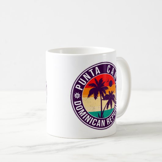 Mug Punta Cana Dominicaine Palm Tree Retro Sunset (Devant droit)