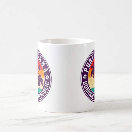 Mug Punta Cana Dominicaine Palm Tree Retro Sunset (Centre)