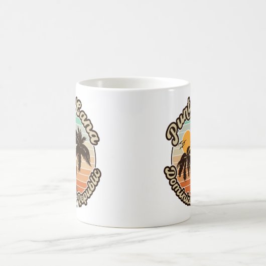 Mug Punta Cana Dominicaine Palm Tree Retro Sunset 60s (Centre)