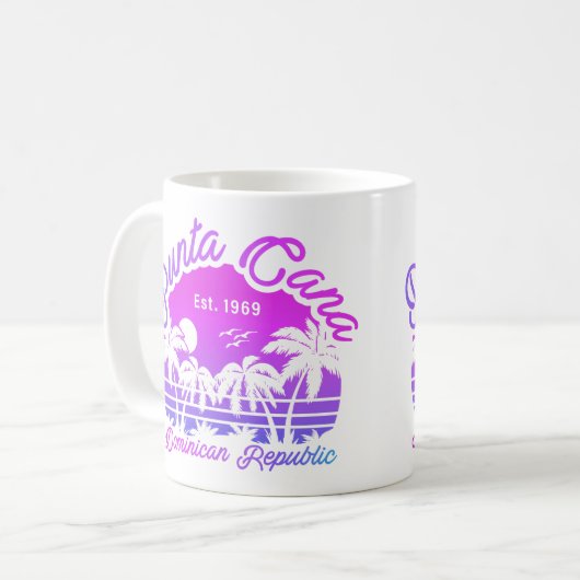 Mug Punta Cana Dominicaine Palm Tree Retro Sunset 80s (Devant gauche)