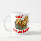 Mug Puppies rétro mignonnes - Lire Livres interdits (Gauche)