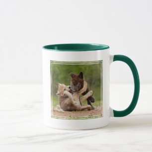 Mug Pups de loup gris luttant