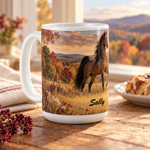 Mug Pur-sang américain bai personnalisé Automne Prairi