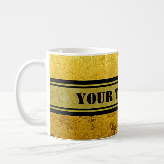 Mug PURE OR motif / feuille d'or + votre texte (Gauche)