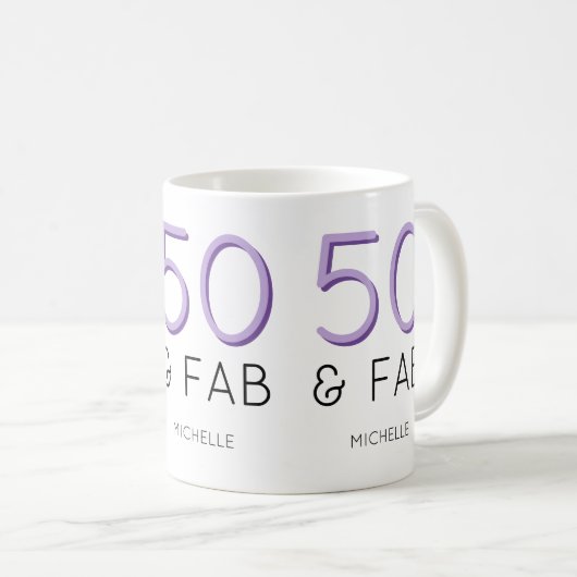 Mug Purple 50 et fabuleux Modern 50th Birthday Party (Devant droit)