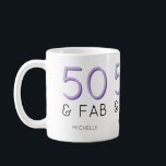 Mug Purple 50 et fabuleux Modern 50th Birthday Party<br><div class="desc">Purple 50 et fabuleux Moderne 50e Anniversaire Coffee Mug</div>