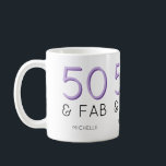 Mug Purple 50 et fabuleux Modern 50th Birthday Party<br><div class="desc">Purple 50 et fabuleux Moderne 50e Anniversaire Coffee Mug</div>