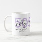 Mug Purple 50 et fabuleux Script 50th Birthday Party (Gauche)