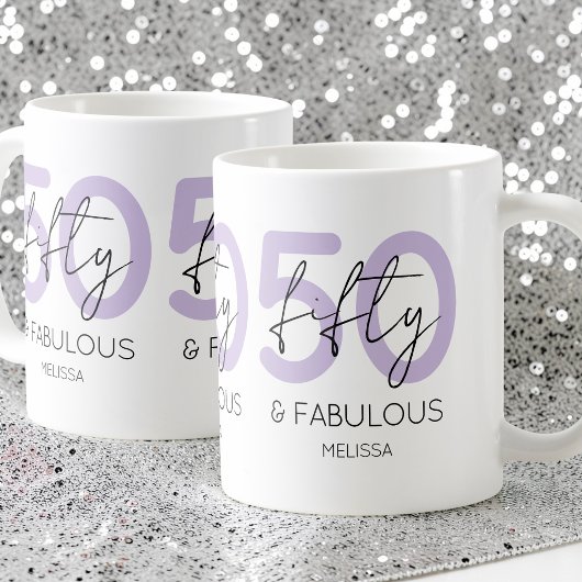 Mug Purple 50 et fabuleux Script 50th Birthday Party