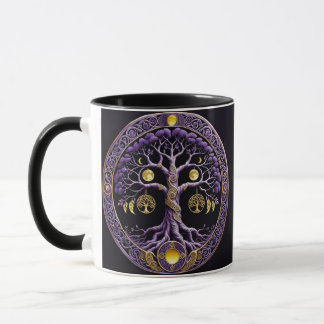 Mug Purple and Gold Tree of Life Mandala