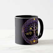 Mug Purple and Gold Tree of Life Mandala (Devant droit)